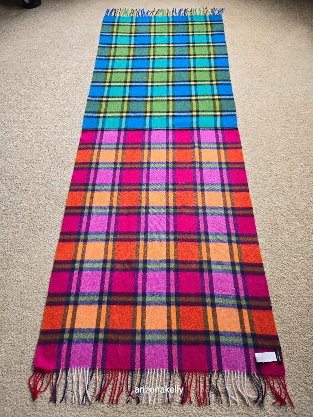 NWOT kate spade WOOL Multi Plaid Yarn Died Colorful Scarf
